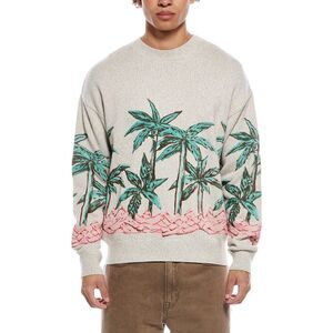 Palm Angels Mens  Wool & Cashmere-Blend Crewneck Sweater, Yellow